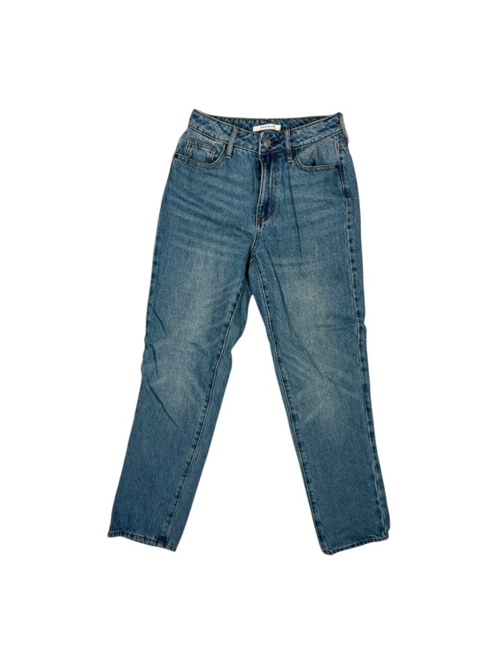 PacSun Mom Jeans Womens 24 Blue High Rise Relaxed Straight Medium Wash Denim